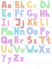 Multycolored English alphabet with letters icons for the education of children 