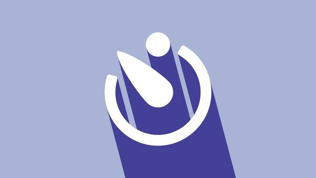 White Camera timer icon isolated on purple background. Photo exposure. Stopwatch timer seconds. 4K Video motion graphic animation