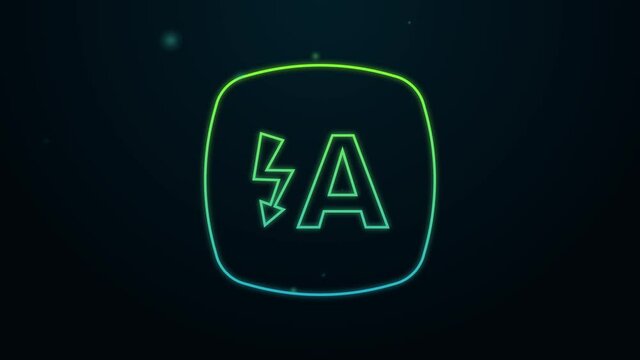 Glowing neon line Auto flash icon isolated on black background. Automatic flash. 4K Video motion graphic animation