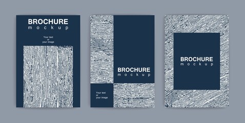 Creative minimalistic cover templates. Hard brush strokes texture. Vector hand drawn banners