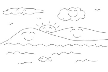 Doodles hand drawn style of nature sketch illustration.  