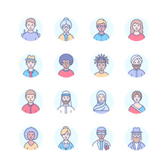 Diversity - modern line design style icons set