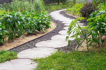 Landscaping in the garden. The path in the garden.