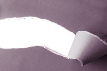 Torn paper roll with opening showing white background, Ripped brown cardboard with space for text