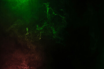 Green and pink steam on a black background.