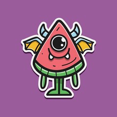cute monster cartoon doodle design for coloring, backgrounds, stickers, logos, symbol, icons and more