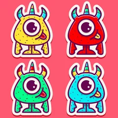 Fotobehang cute monster cartoon doodle design for coloring, backgrounds, stickers, logos, symbol, icons and more © Good Studio