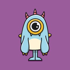 cute monster cartoon doodle design for coloring, backgrounds, stickers, logos, symbol, icons and more
