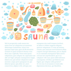 Sauna russian banya colorful vector icons set 