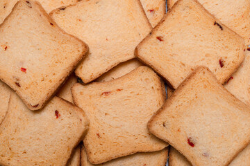 Delicious bread slices isolated on a white background.