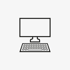 Fototapeta premium Line Computer monitor of black color. Desktop computer icon on white background