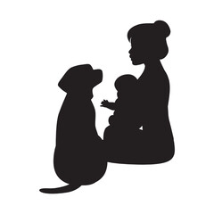 woman with baby and dog