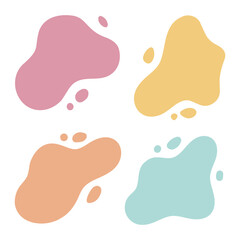 Liquid Abstract shapes set. Isolated Flat Vector background illustration. Various colors modern template. Minimal curvy design. Geometric graphic elements. Place for text. 