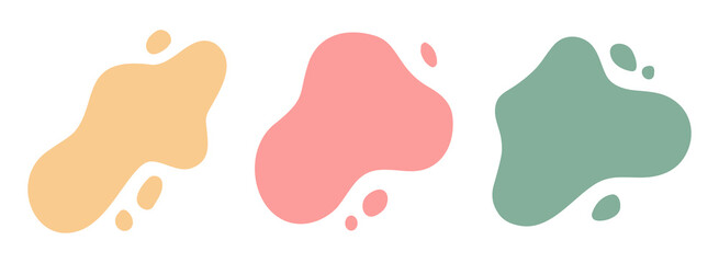 Liquid Abstract shapes set. Isolated Flat Vector background illustration. Various colors modern template. Minimal curvy design. Geometric graphic elements. Place for text. 