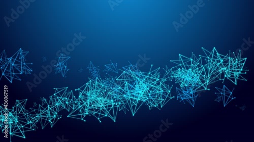 繋がる水色のネットワークイメージポリゴンデジタル青色背景 Wall Mural Rrice