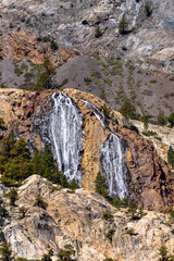 Waterfall in the mountains of the Eastern Sierra Nevada mountains in California.