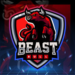 Beast bull mascot. esport logo design © REYYARTS