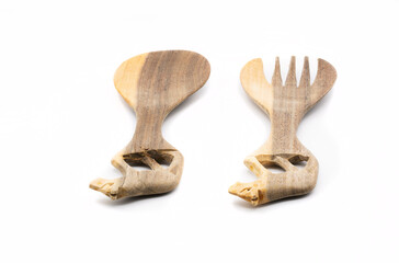 wooden utensil for kitchen isolated on white background