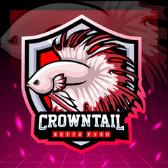 Crown tail betta fish mascot. esport logo design