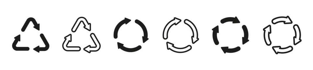 Set of recycle icon in line style
