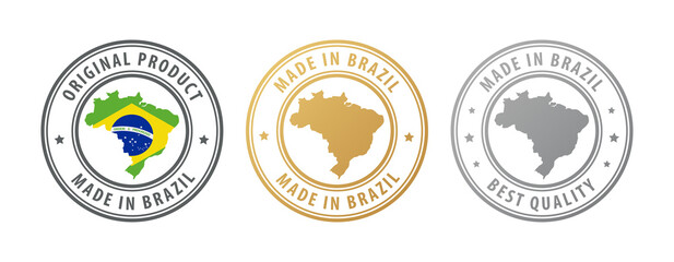 Made in Brazil - set of stamps with map and flag. Best quality. Original product.