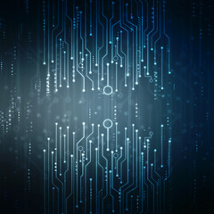 2d illustration Abstract futuristic electronic circuit technology background