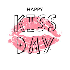 kiss me hand lettering scalable and editable vector illustration lips