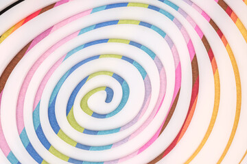 Simple white spiral on Multicolored paper background