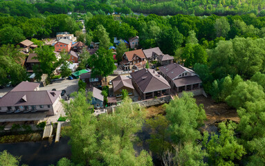 Fototapeta na wymiar Cottage town aerial