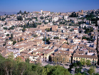 Fototapeta na wymiar Bird view of the Albaicin in Granada