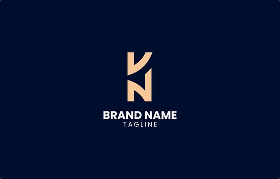 Simple Monogram VN KN K N Letter Logo Design Vector Template