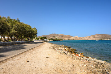 Fototapeta na wymiar Beautiful bay with blue crystal waters. Paros island, Greece