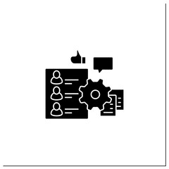 HR onboarding glyph icon. Automation process hr onboarding. Attracting new technical employees. Business automation concept.Filled flat sign. Isolated silhouette vector illustration