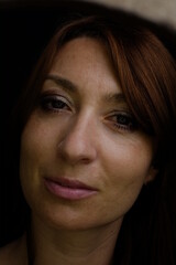 Fototapeta premium Caucasian woman portrait with black background