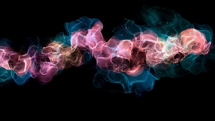 Abstract liquid smoke on the black background, modern 2021 wallpaper design with coloured gradient, luxury alcohol ink texture