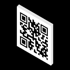 Isometric qr code isolated on black background. QR code can used for sale, pay, payment and other purpose. Vector