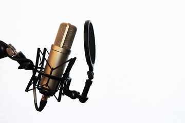 microphone on a white background. Recording studio