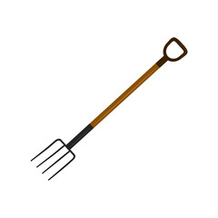 Pitchfork illustration isolated on white background. Garden tool icon.