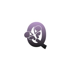 Letter Q with butterfly icon logo design vector