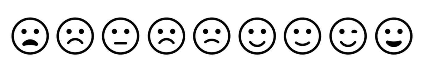 Emoticons set happy and sad emoji. Vector icon - obrazy, fototapety, plakaty