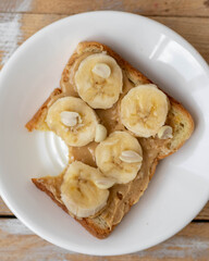 Toast from Bread with Peanut Butter and Banana