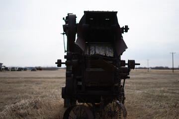 combine harvester working on a field