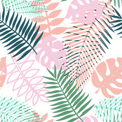 Seamless Repeating Retro Tropical Leaf Pattern