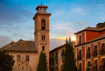 Fototapeta na wymiar Spain, Granada streets and Spanish architecture in a scenic historic city center.