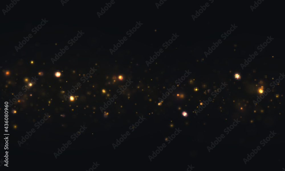Poster festive golden luminous background with colorful lights bokeh. christmas concept. glow bokeh effect.