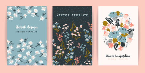 Set of vector floral design. Template for card, poster, flyer, home decor and other