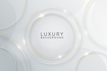 Abstract luxury design - thin gold circles on gradient white background