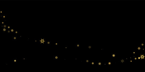 Falling Snow flakes golden pattern Holiday Vector