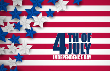 July 4th banner with stripes and stars vector