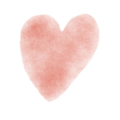 Simple watercolor isolated icon on white background. Cute red heart for decoration.